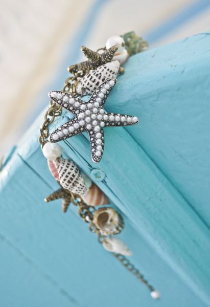Brazalete con Perlas, Caracolas y Estrellas de Mar