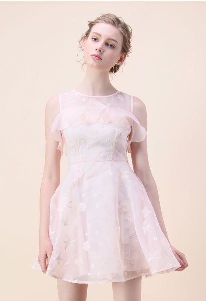 Vestido con hombros descubiertos de organza Ocean Cool