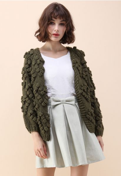 Cárdigan de punto amor en verde militar