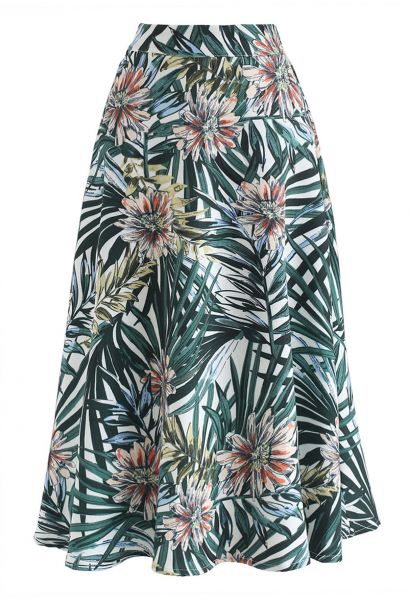 Falda midi de una línea tropical Fact