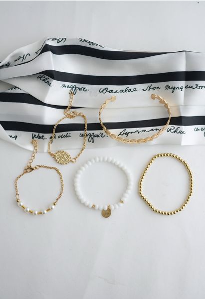 5 Packs Metal Beads Bangle Bracelets