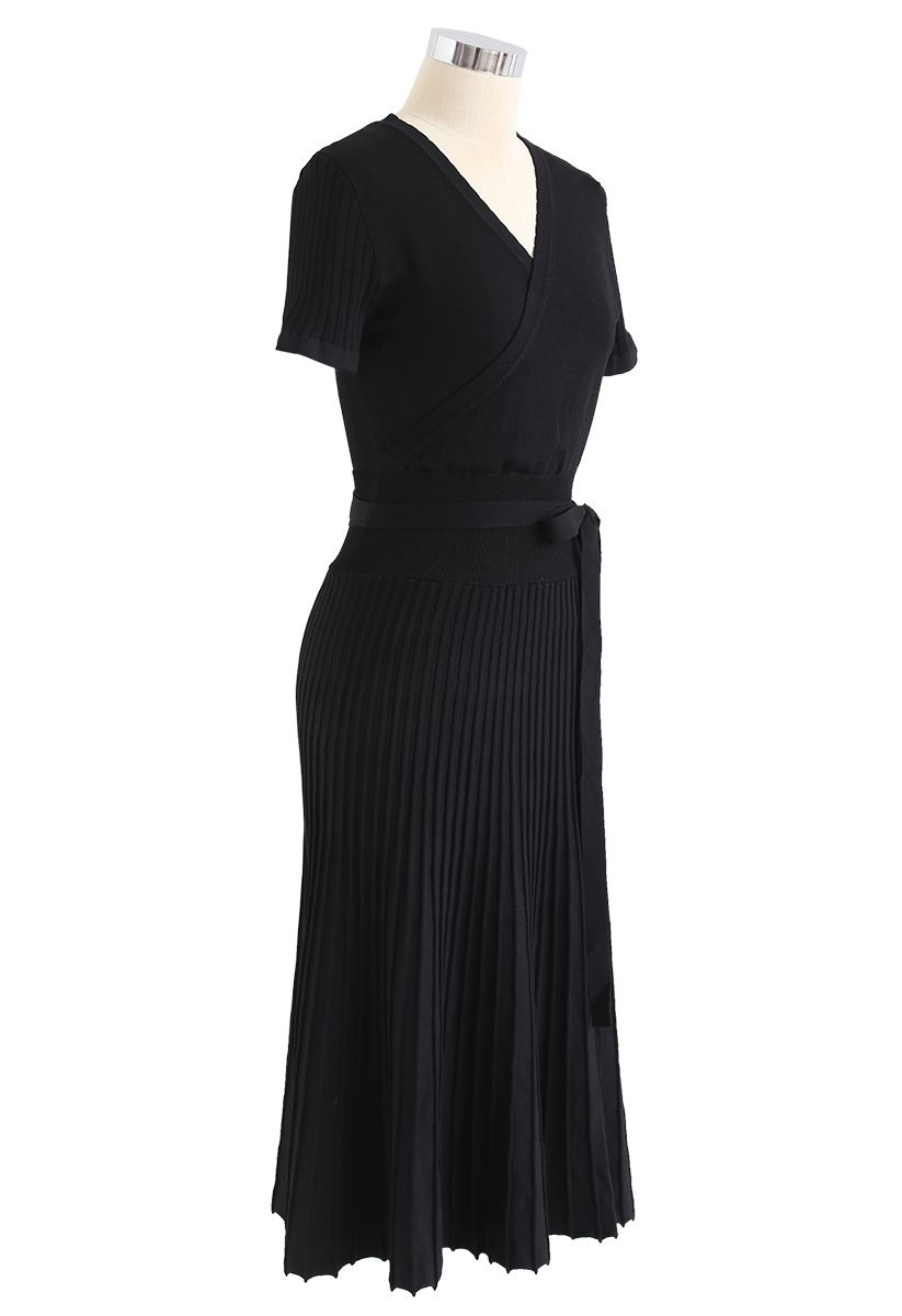 Vestido de punto encantador sin esfuerzo en negro
