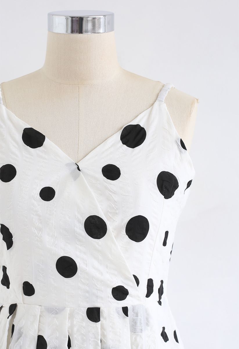 Dots Printed Pleated Cami Dress