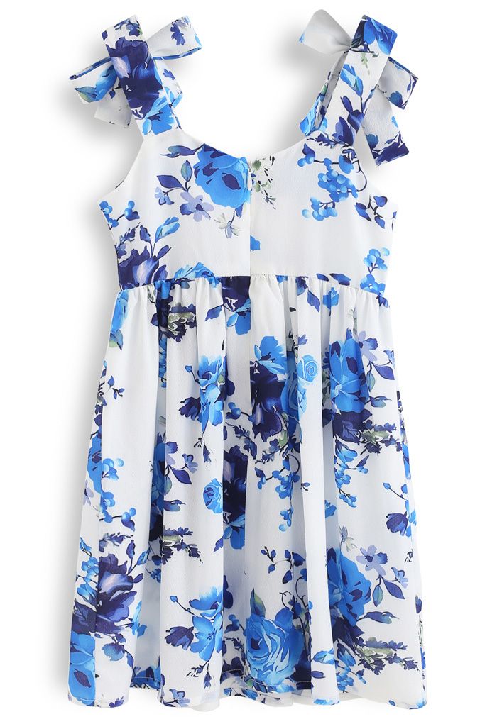 Floral Print Tie Shoulder Midi Dress for Kids