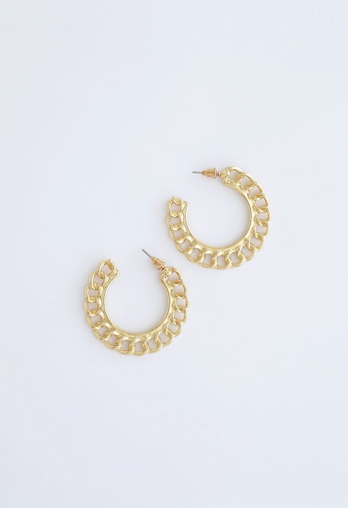 Gold Chain Circle Earrings