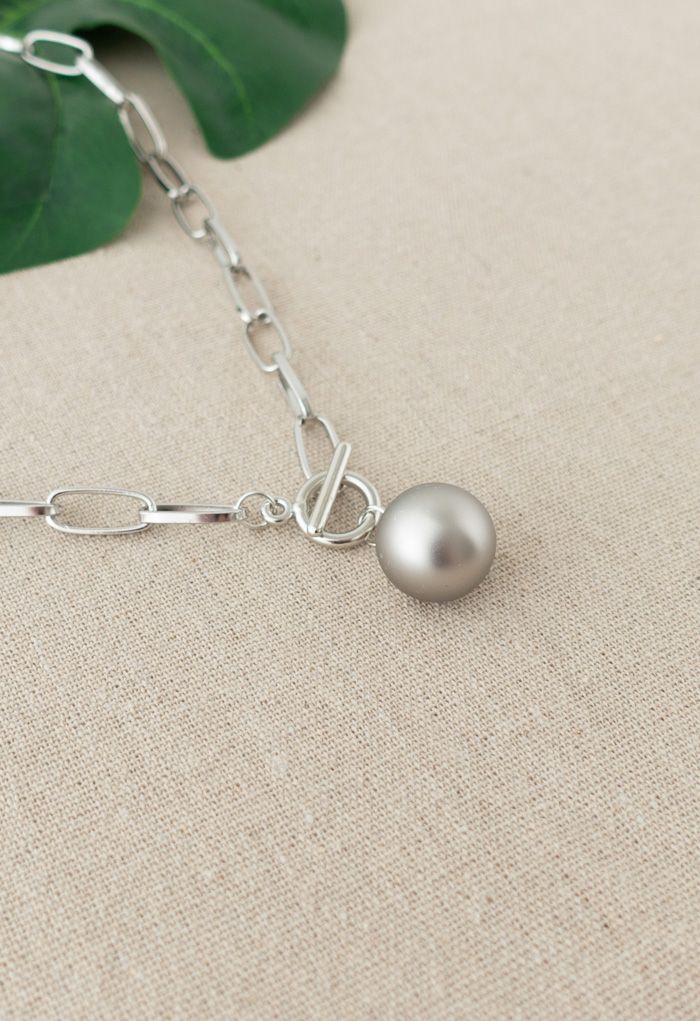 Silver Ball Oval Chain Necklace
