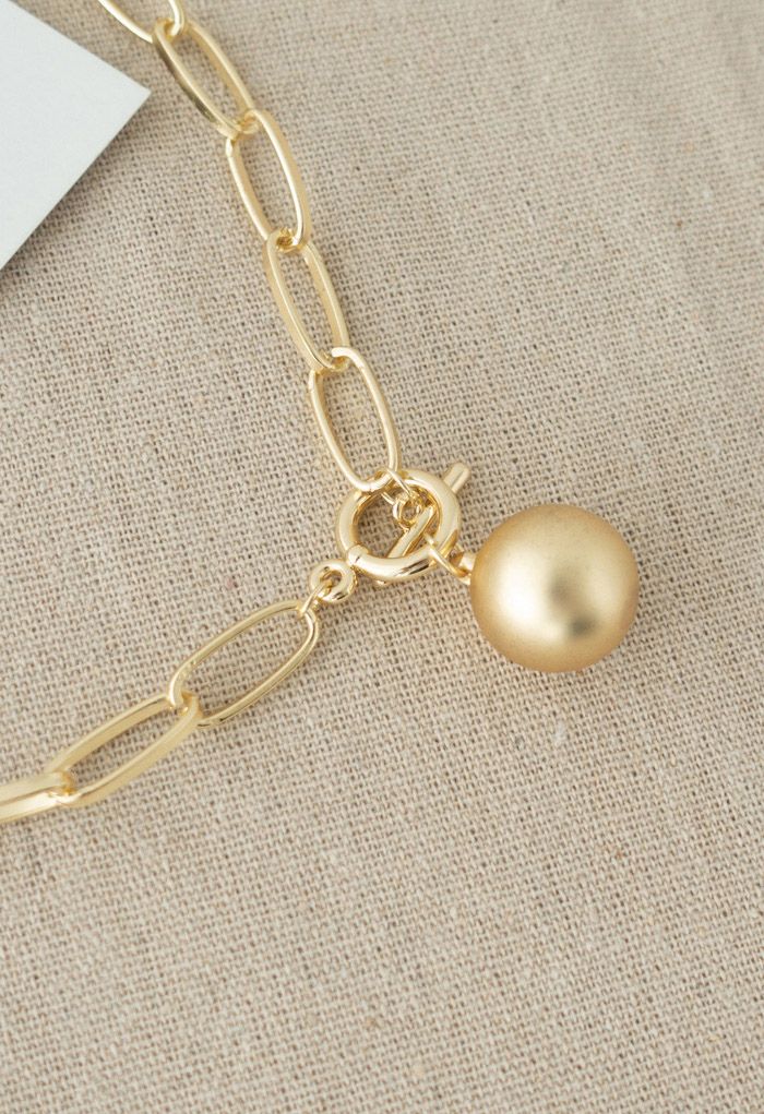 Golden Ball Oval Chain Necklace
