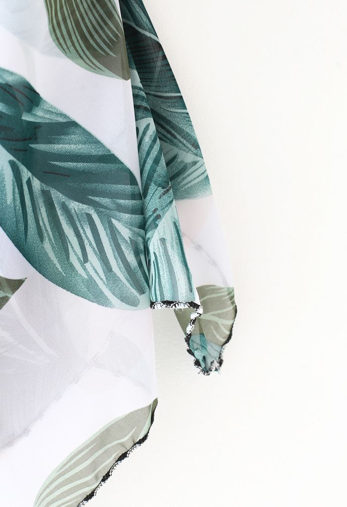 Palm Leaf Print Chiffon Sun Protection For The Face