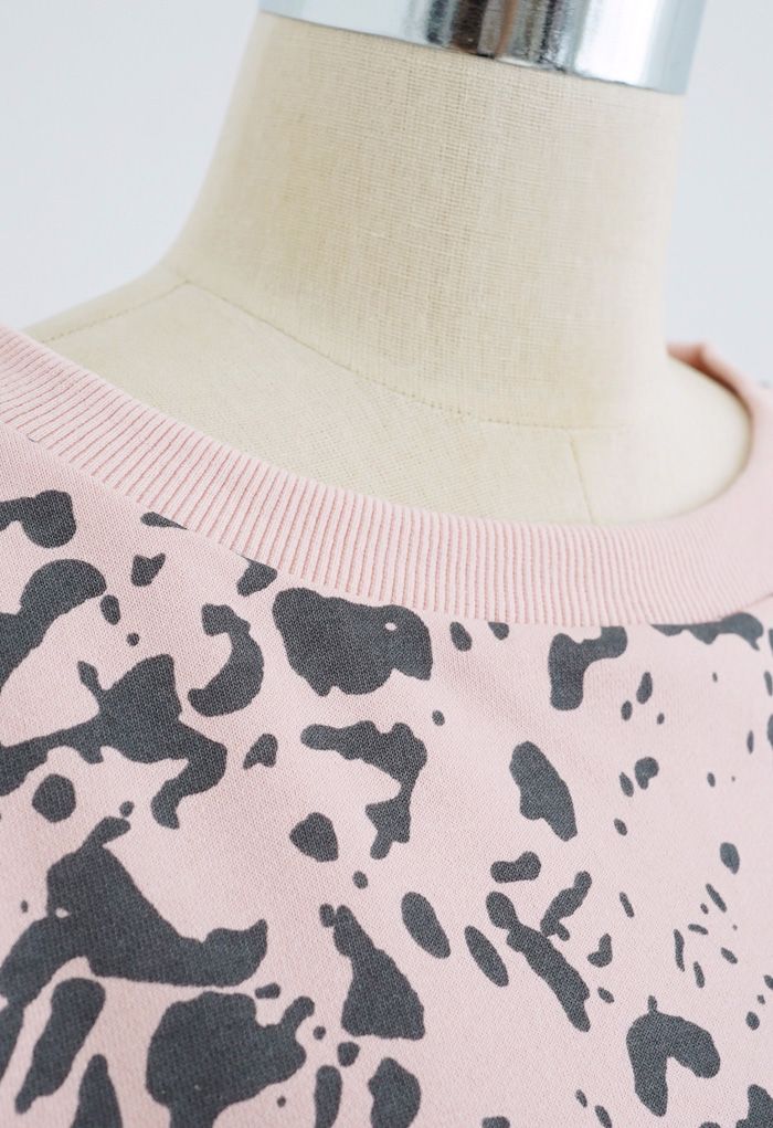 Inky Animal Print Long Sleeves Top and Shorts Set