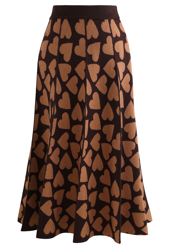 Full of Love A-Line Knit Midi Skirt in Brown