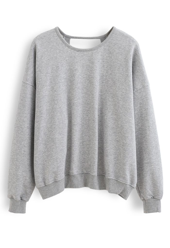 Crisscross Open Back Sweatshirt in Grey
