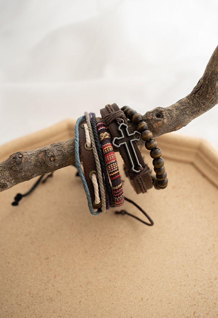 4 Packs of Cross Braided String Bracelets
