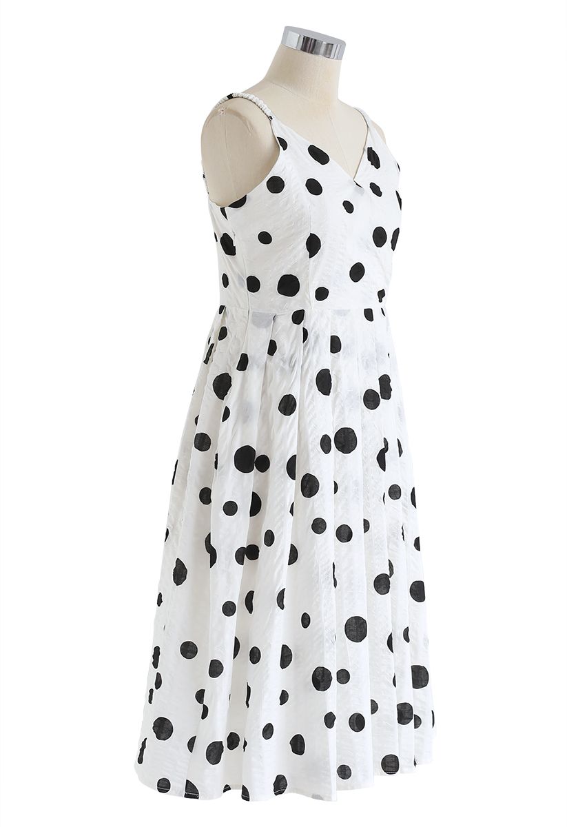 Dots Printed Pleated Cami Dress