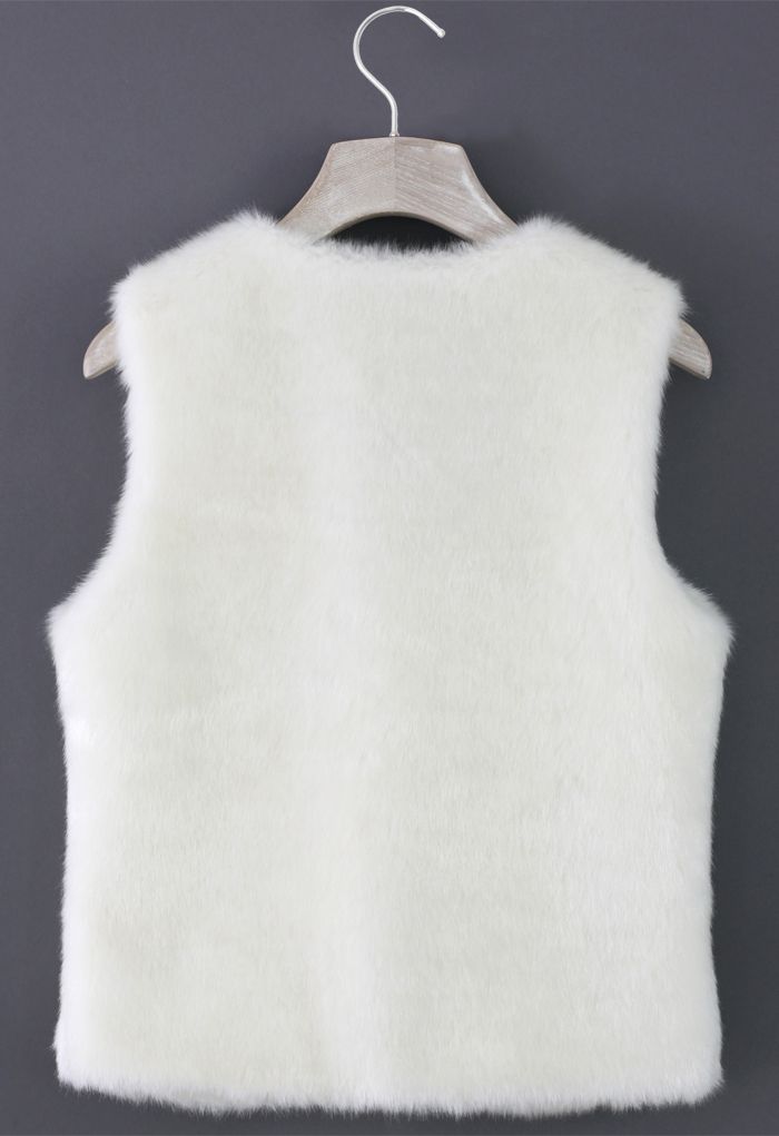 White Faux Fur Vest
