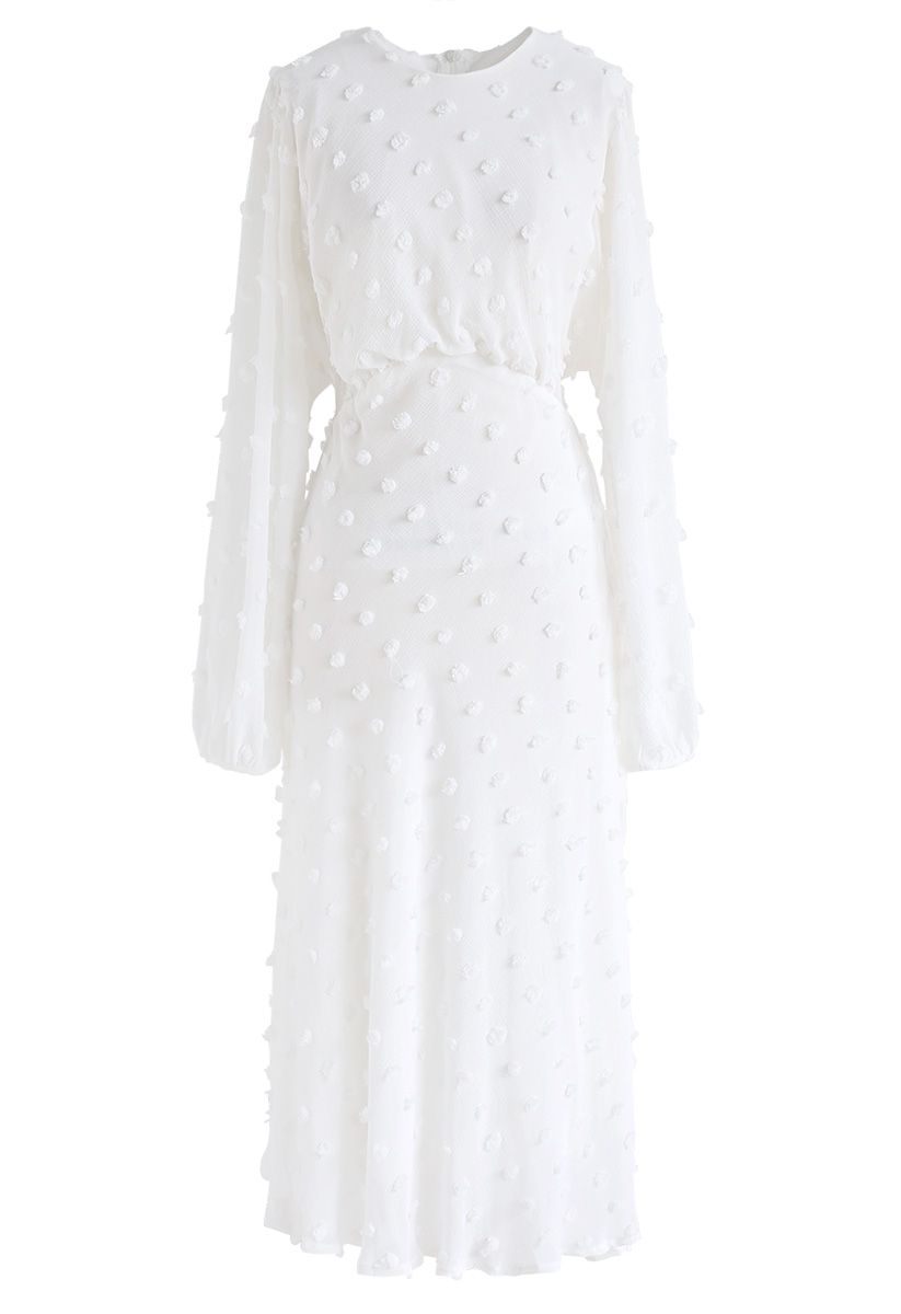 Vestido largo transparente de algodón de azúcar en blanco