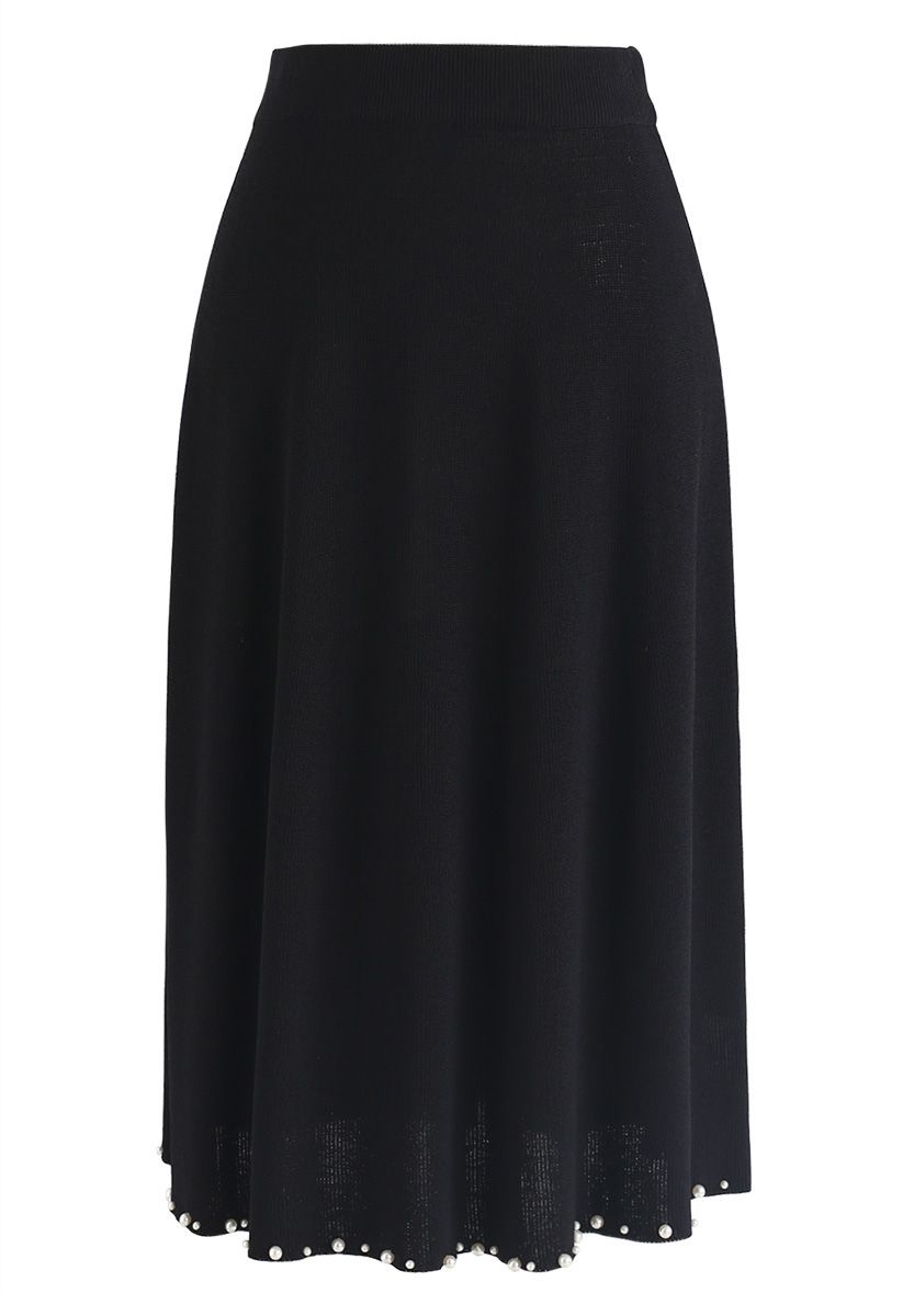 Classic Sophistication Knit Top and Skirt Set in Black