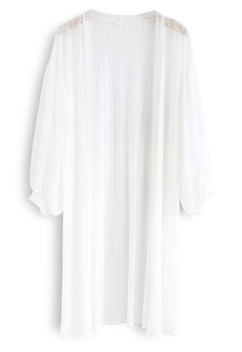 Somewhere to Love Lace Longline Kimono in White