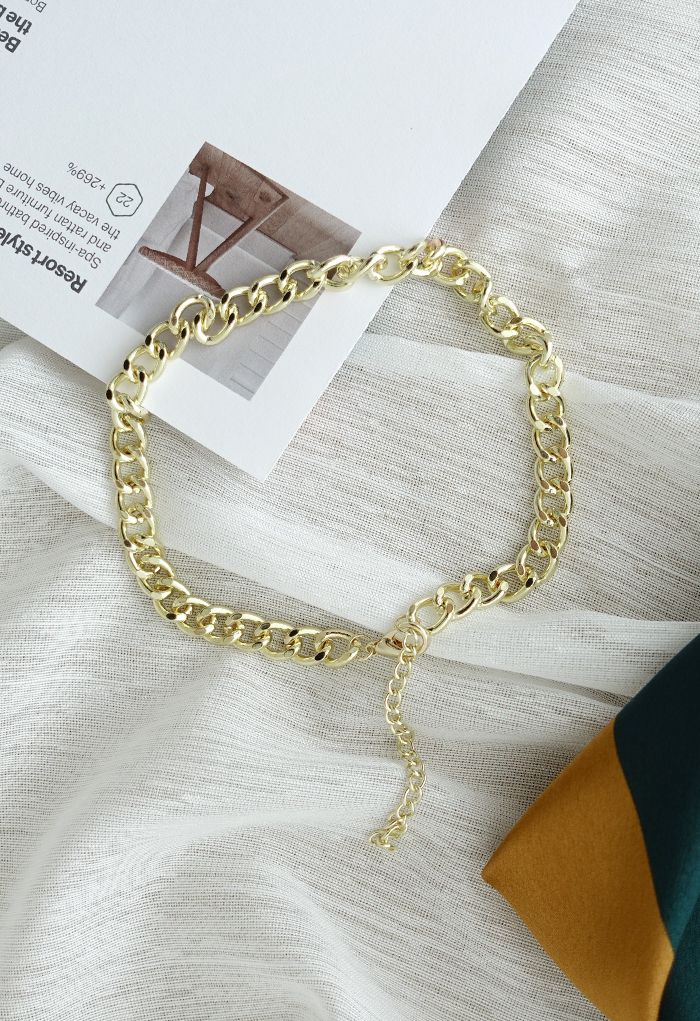 Gold Link Chain Choker Necklace