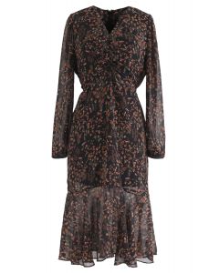 VESTIDO DE CHISPAS ESTAMPADO POR TODA LA SUPERFICIE EN NEGRO