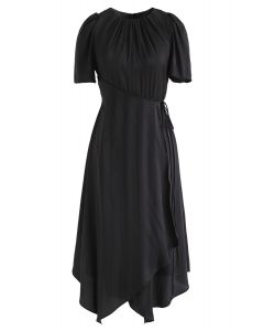 Subtle Stripe Asymmetric Dress in Black