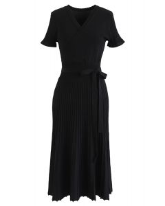 Vestido de punto encantador sin esfuerzo en negro