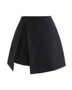 Falda pantalón con solapa en negro utilitario