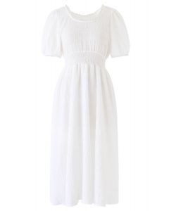 VESTIDO A MEDIDA CON CUELLO REDONDO AJUSTE DE PERLAS