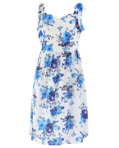 Vestido midi con hombros descubiertos y estampado floral