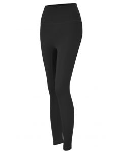 Leggings tobilleros de talle alto color melocotón en negro