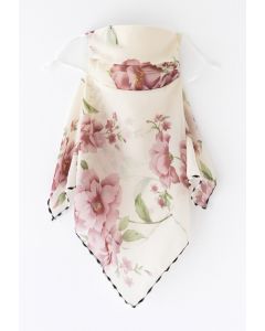 Floral Print Chiffon Sun Protection For The Face in Ivory
