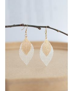 Aretes Boho Doble Hoja en Plata