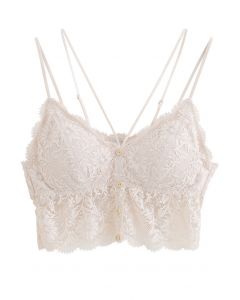 Strappy Full Lace Button Down Bustier Top in Nude Pink