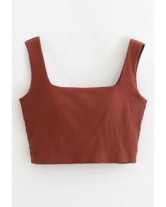 Camiseta sin mangas Bandeau Simple Lines en rojo óxido