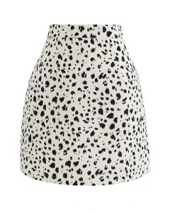 Irregular Dots Print Bud Skirt in Ivory