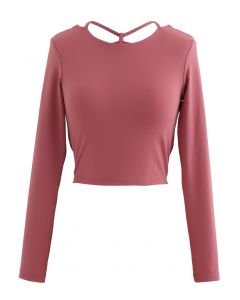 Crisscross Backless Crop Top in Rust Red