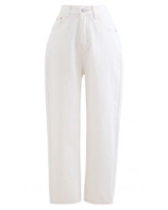Straight-Leg Crop Jeans in White