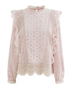 Sunflower Full Lace Long Sleeves Top in Pink