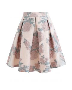Blooming Rose Jacquard Organza Pleated Skirt