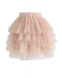Love Me More Layered Tulle Skirt in Nude Pink for Kids