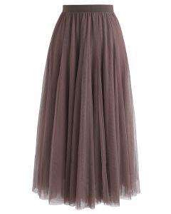 My Secret Weapon Tulle Maxi Skirt in Brown