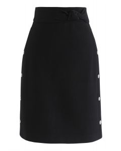 Empezar falda Bowknot Bud en negro