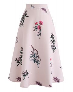 Falda acampanada con motivos florales