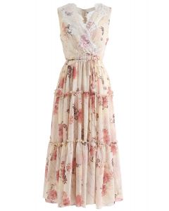 Vestido largo de gasa de acuarela fácil y ventoso