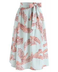 Falda midi estampada Hands on Me Leaves en verde