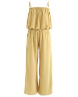 Tube Crop Cami Top and Wide Leg Pants Set in Mustard