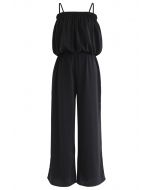 Tube Crop Cami Top and Wide Leg Pants Set in Black