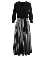 Vestido de punto con lazo y escote en V de Radiant Lines en negro