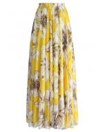 Maravillosa Maxi Falda Floral en Amarillo