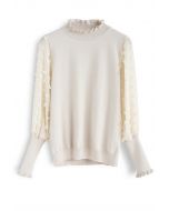 It Will Change Knit Top with Chiffon Sleeves in Cream