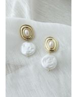 Shell White Coin Pearl Drop Earrings